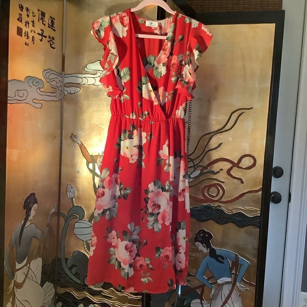 Socialite Red Floral Print Dress 👗 🌺🌸